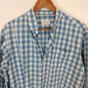Frank and Oak Gingham Blue & White Button Down Shi